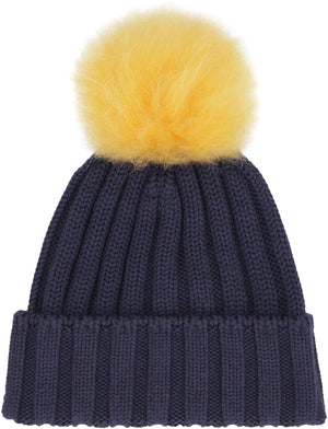 Knitted wool hat with pom-pom-1